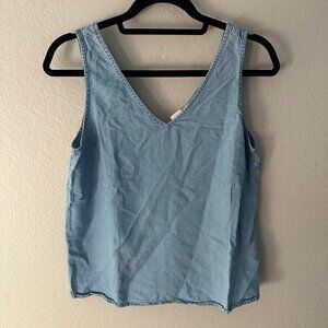 GAP V-Neck Front and Back Blue Sleeveless Blouse Women's Top Size Small